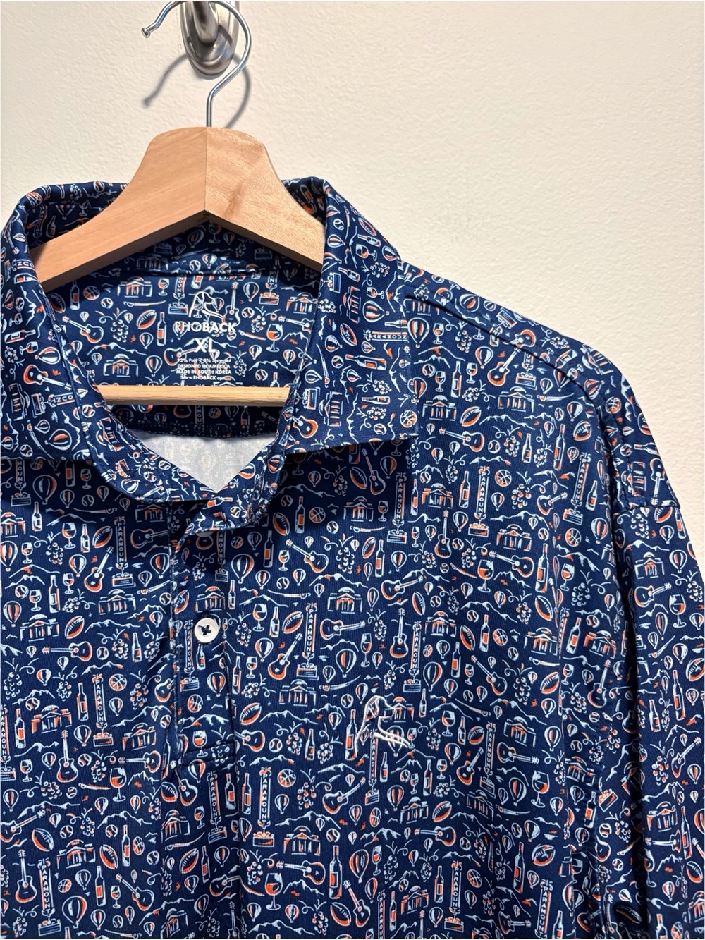 Rhoback || The C’Ville Performance Polo Golf Shirt Charlottesville Blue XL